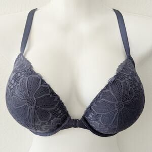 VICTORIAS SECRET Push Up Bra Racerback Underwire Padded Purple Lace Sz‎ 34DDD
